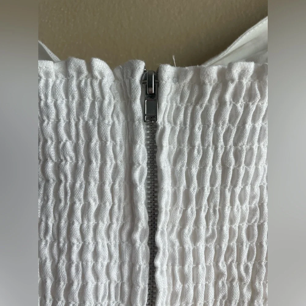 Reformation Women White Linen Puff Sleeve Top Size 8